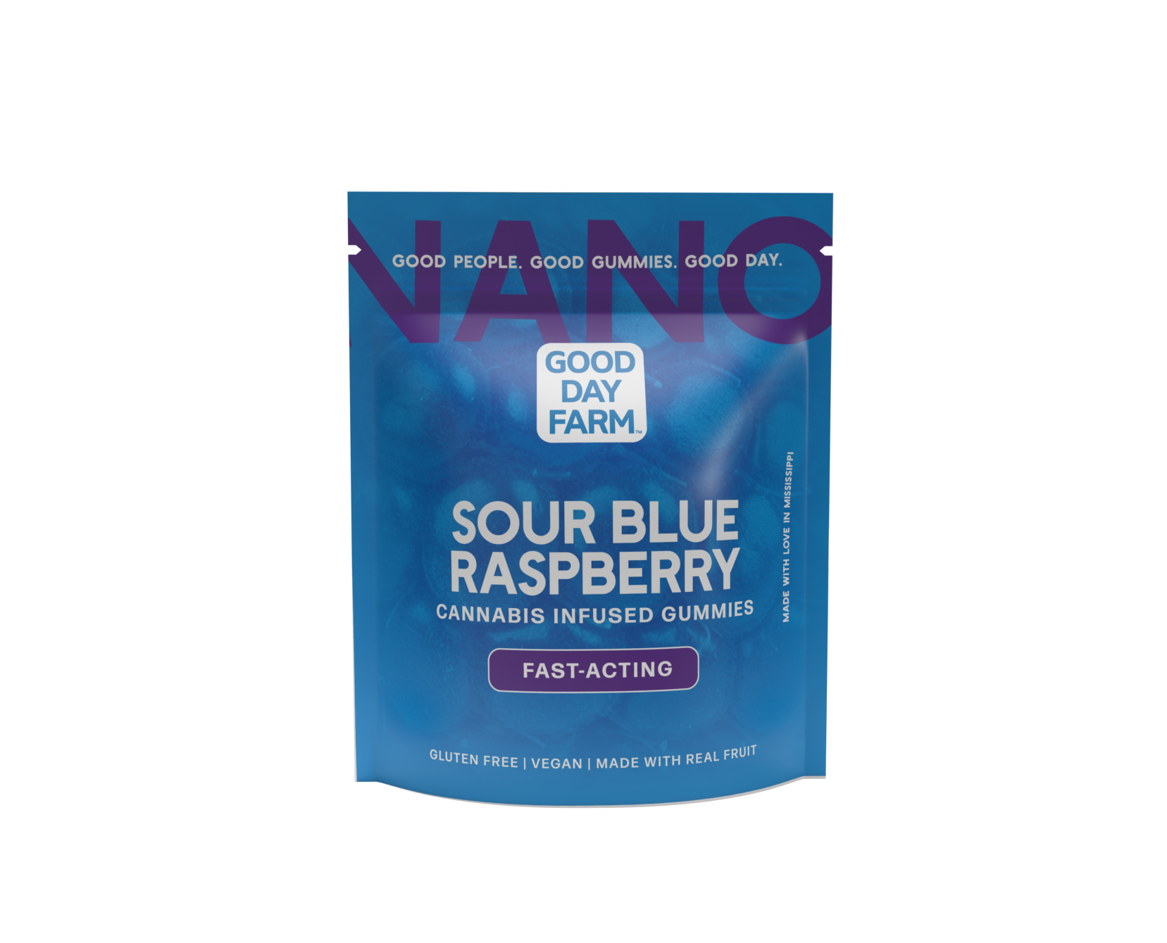 Photograph of product: Good Day Farm - Sour Blue Raspberry - Nano Gummies 100mg - 10pk