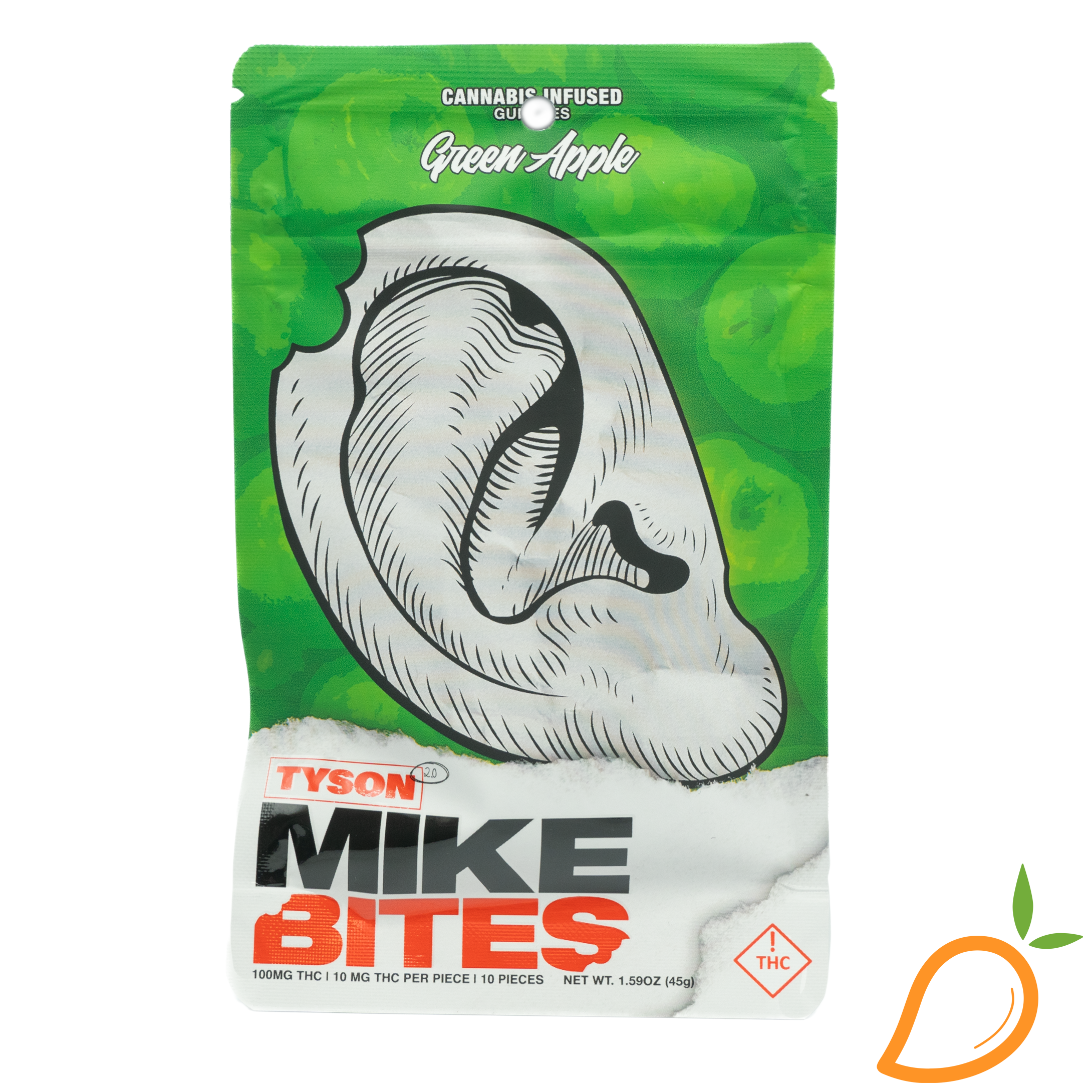 Photograph of product: 100mg Green Apple Mike Bites Tyson 2.0