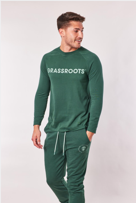 Photograph of product: Crewneck Long Sleeve Dark Green T-Shirt