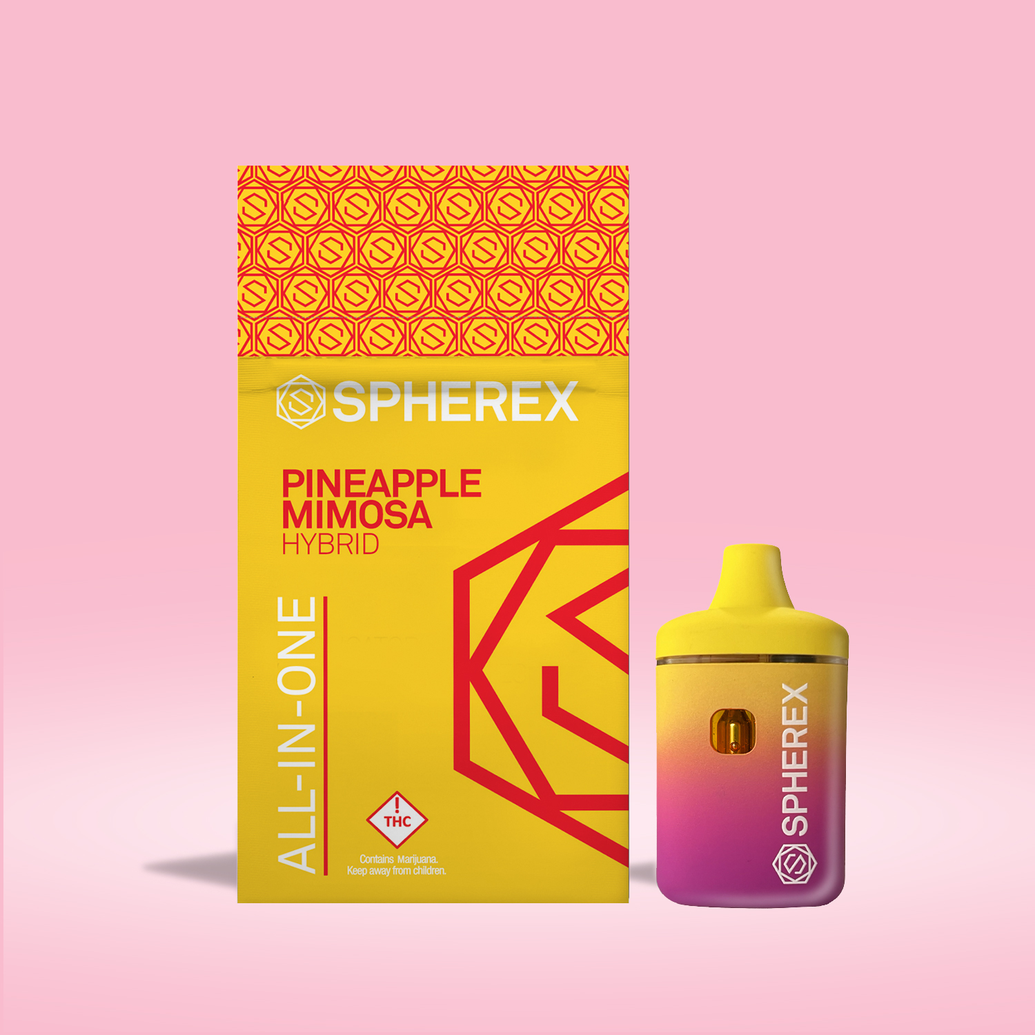 Photograph of product: Spherex - Distillate - Cartridge - AIO - Pineapple Mimosa