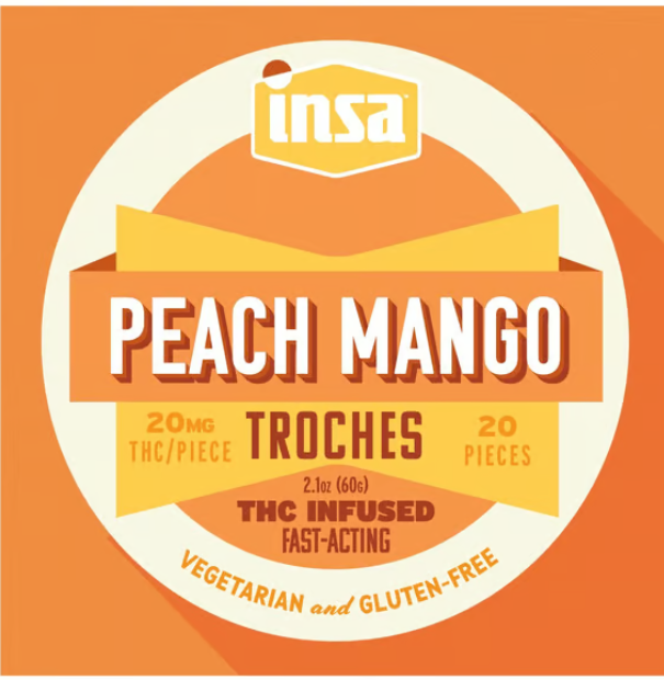 Photograph of product: 20ct/20mg RSO Troches (Peach Mango)