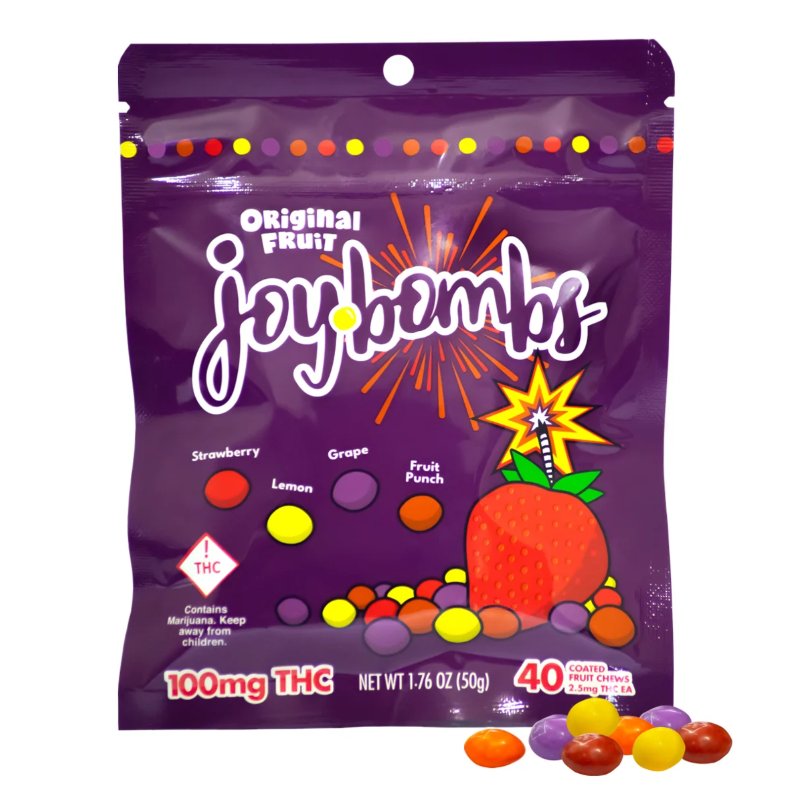 Photograph of product: 100mg 40pk Fruit Chews | Original | Joybombs