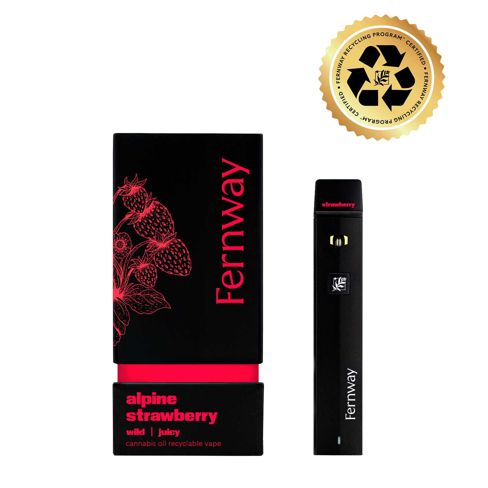 Photograph of product: Fernway Vape Disposable 0.3g Distillate Traveler- Alpine Strawberry