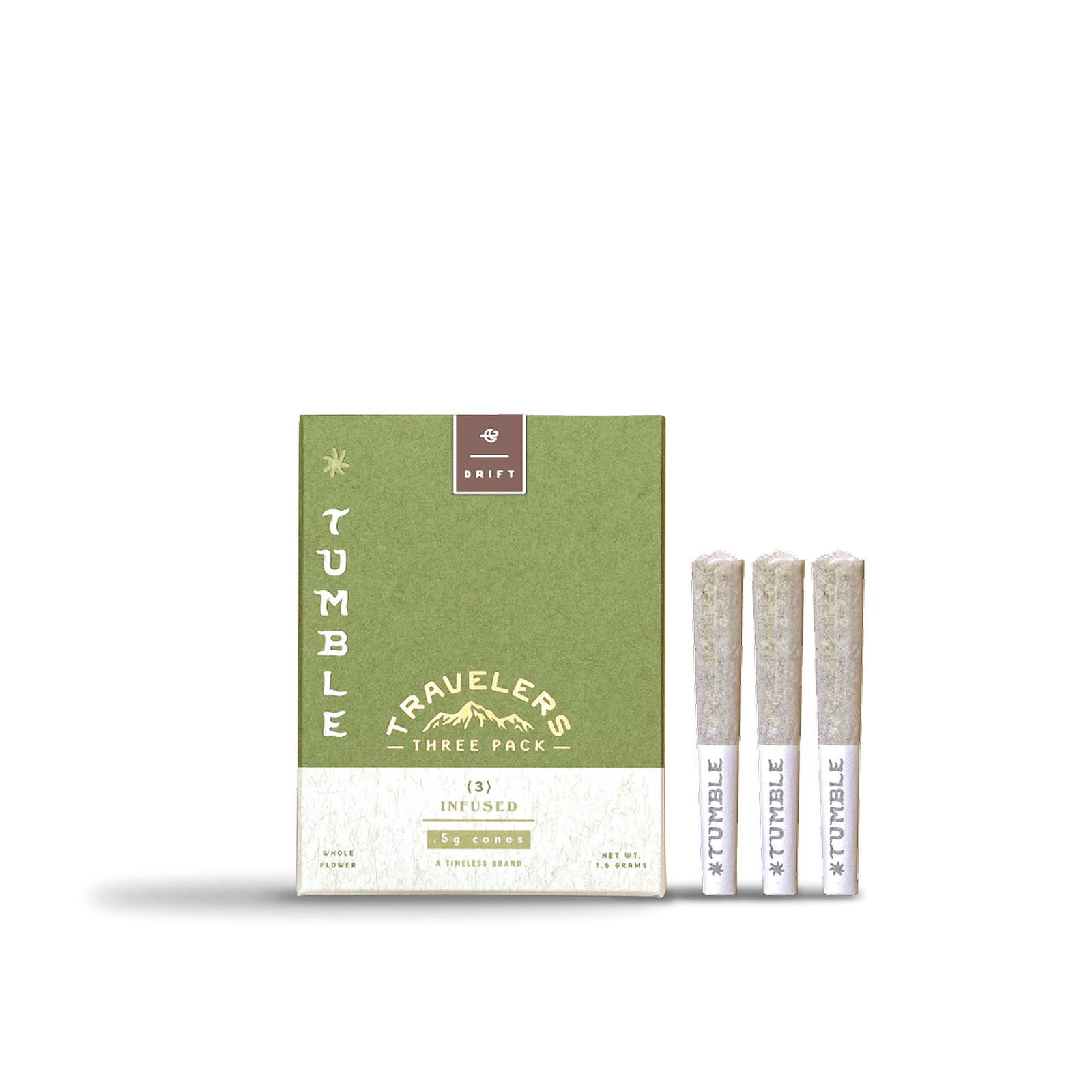 Photograph of product: Tumble: Infused Pre-Roll Pack | Blackberry Kush | 0.5g | 3pk