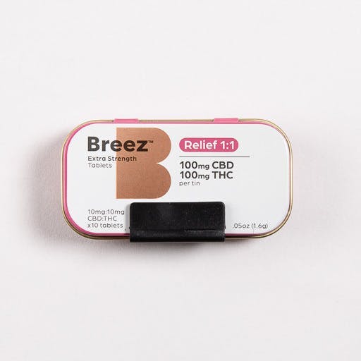 Photograph of product: 1:1 Relief | Extra Strength 500MG TH-oui/ 500MG CBD Tablets