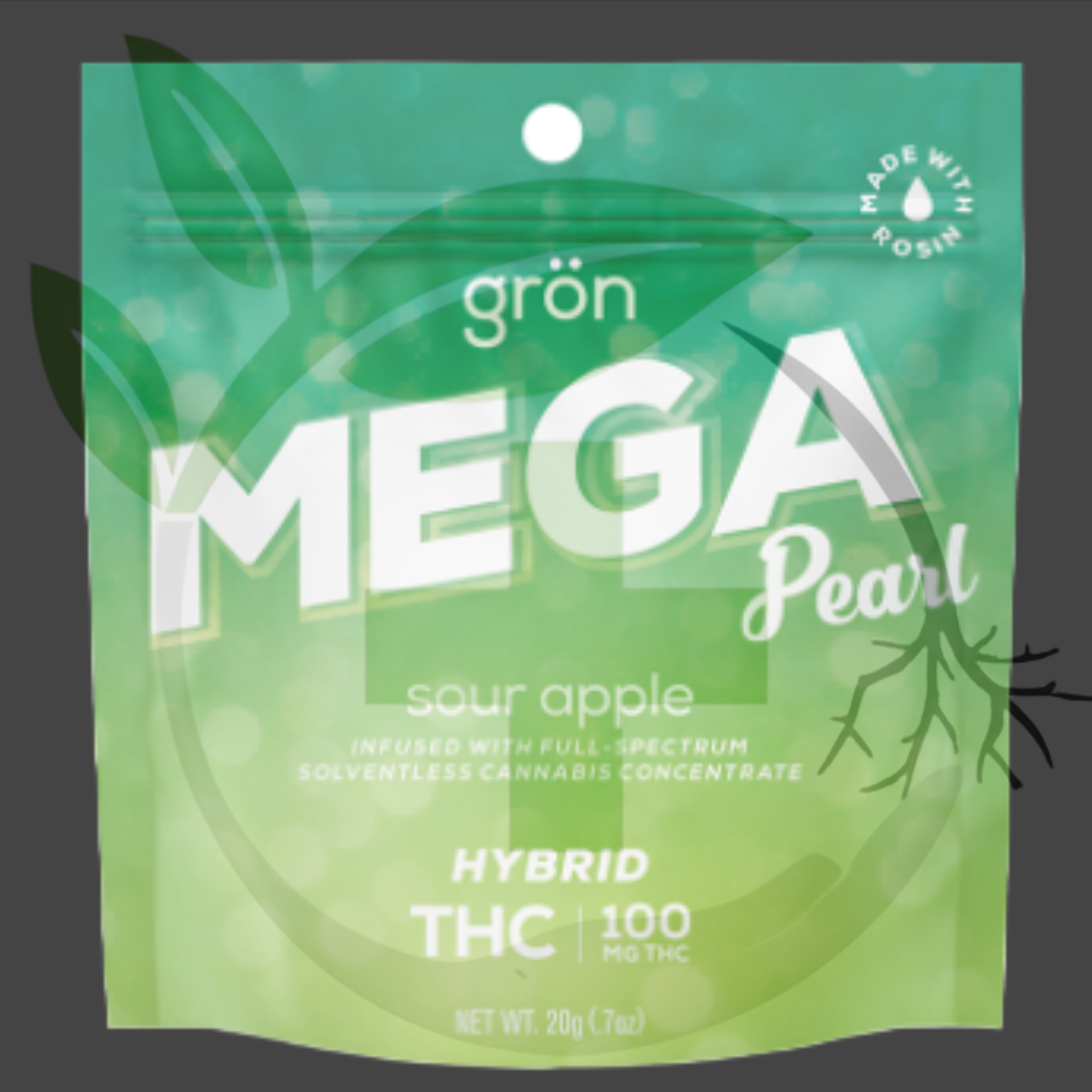 Photograph of product: *Gummy - TF - Gron - 100mg MEGA - GLS - Sour Apple