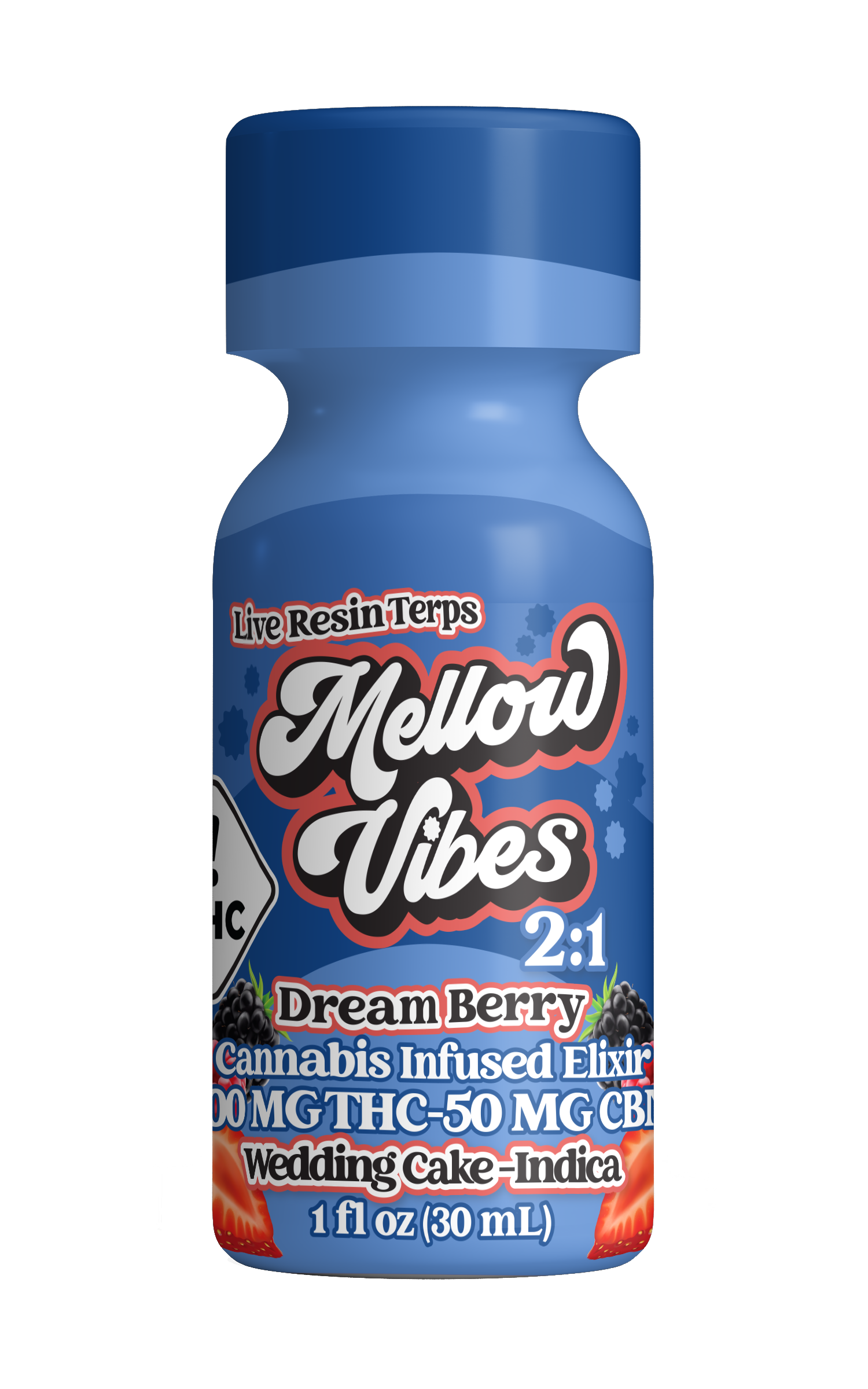 Photograph of product: Mellow Vibes 2:1 Dream Berry Mojo Elixir (100mg Thc / 50mg Cbn)
