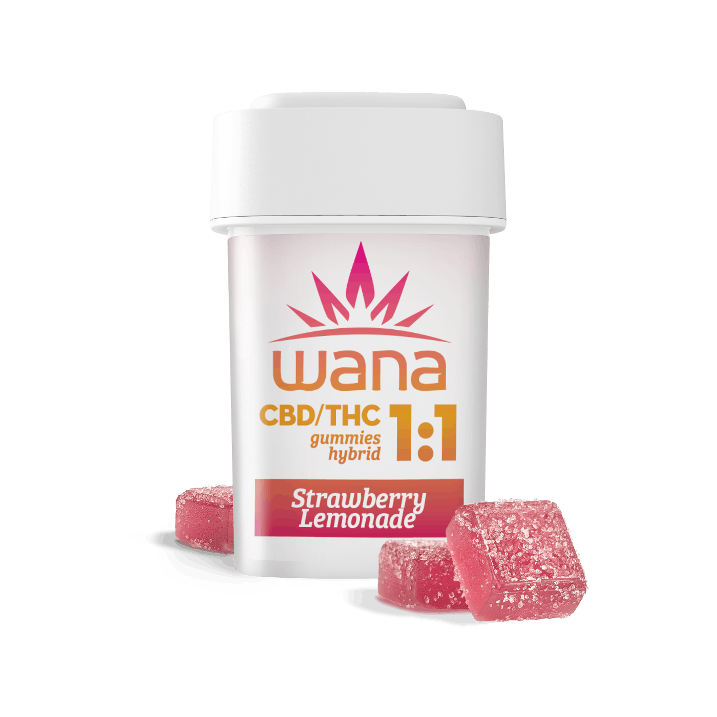 Photograph of product: 1:1 Strawberry Lemonade 100mgTHC:100mgCBD Gummies by Wana