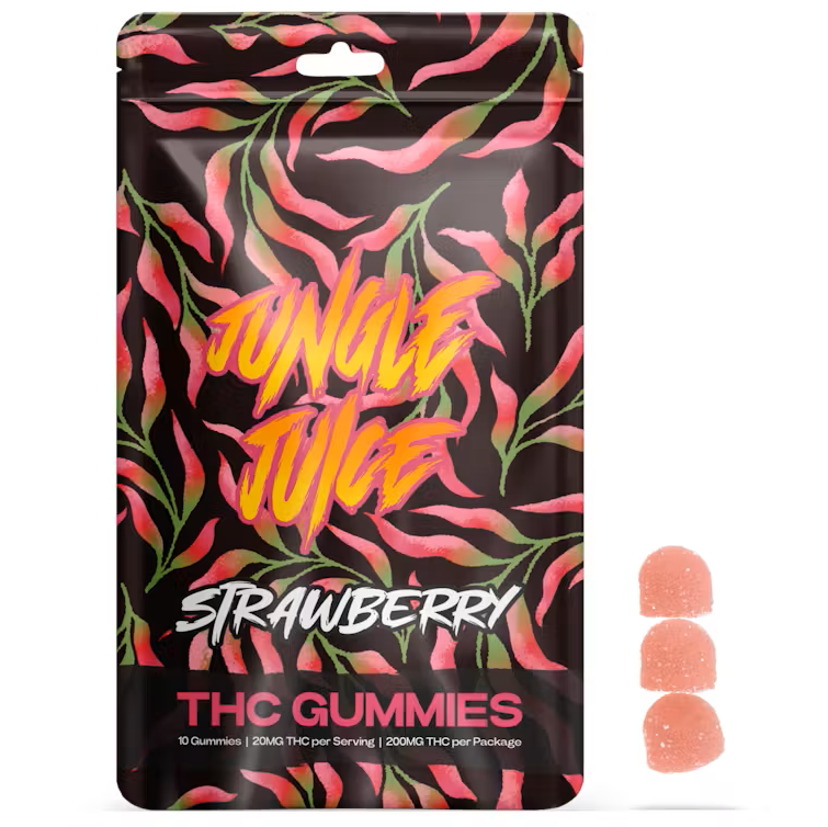Photograph of product: Jungle Juice Strawberry Gummies 200mg Rec