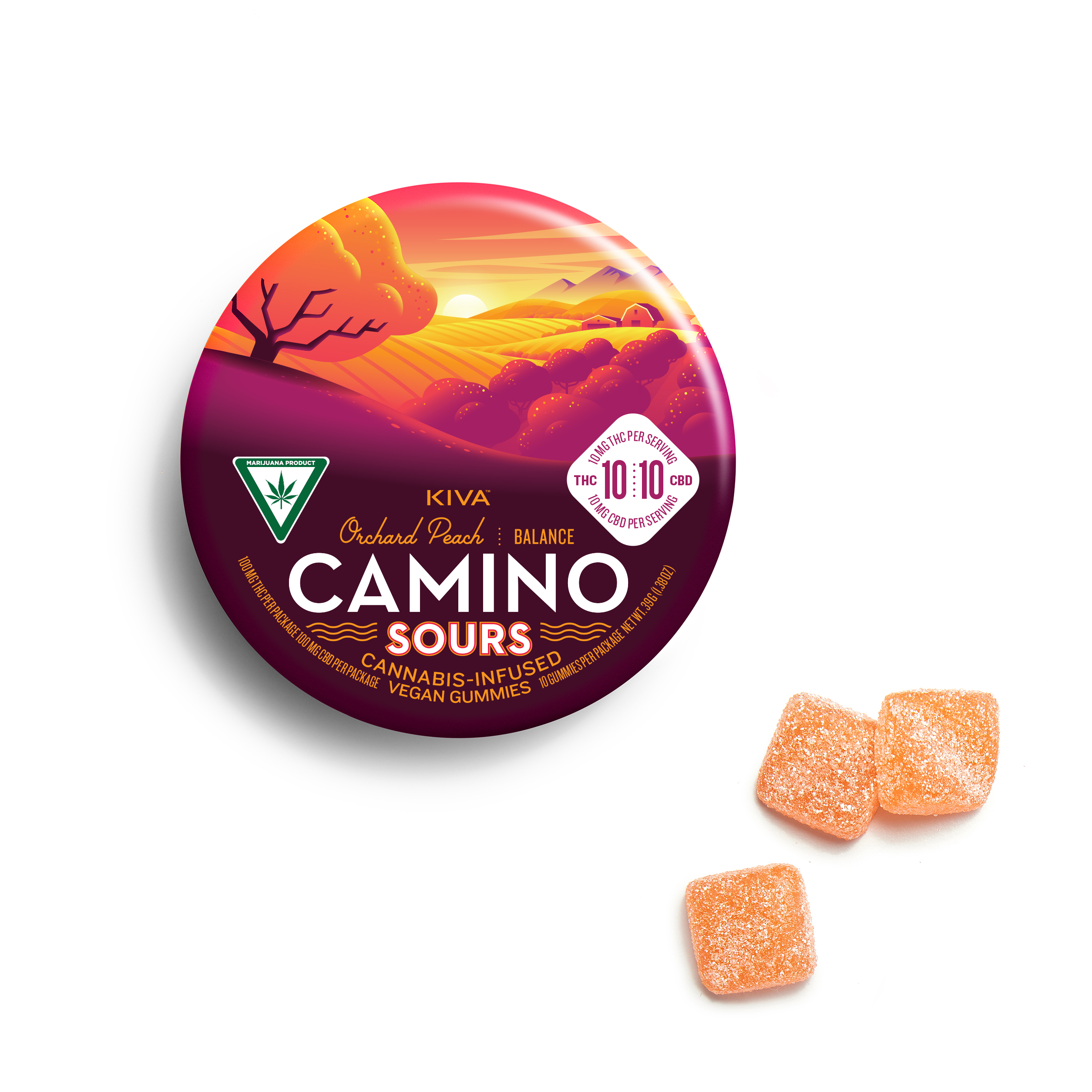 Photograph of product: Camino Sours 'Balance' Orchard Peach Gummies 10pk 200mg