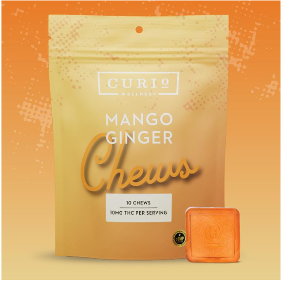 Photograph of product: CURIO WELLNESS 100MG MANGO GINGER CHEWS