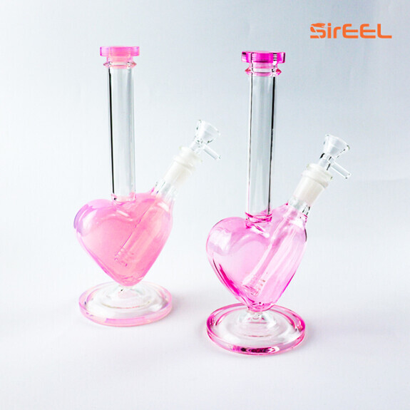 Photograph of product: Bong - 9.5" SirEEL Heart Shaped Basin Water Pipe w/ Bowl - Passion Pink Color