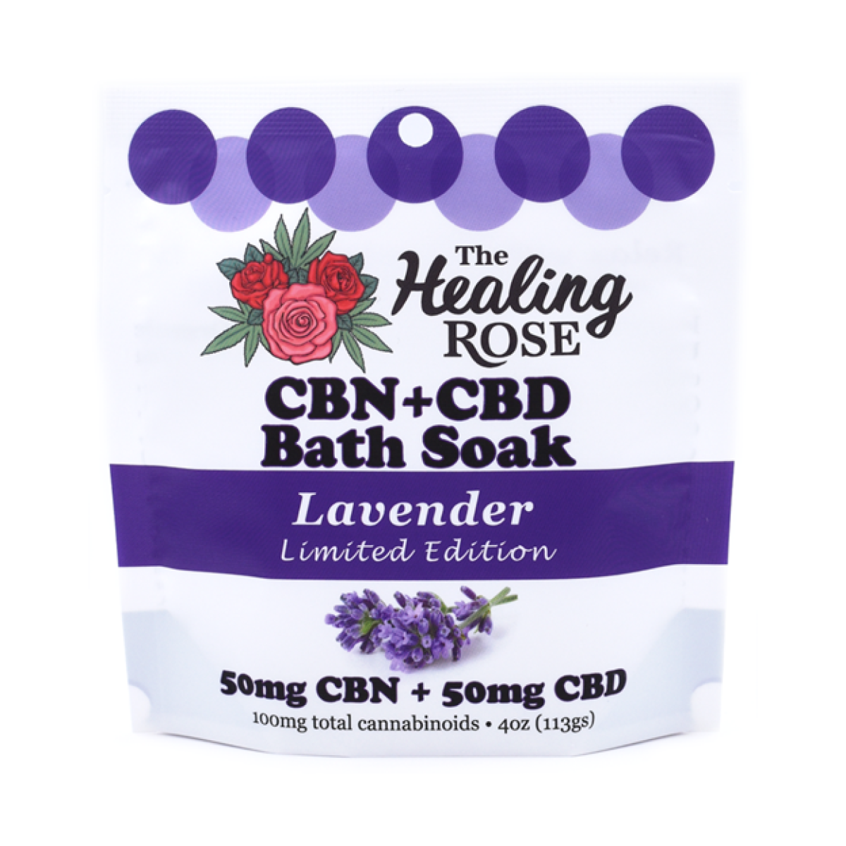 Photograph of product: The Healing Rose - Bath Soak - Lavender - 1:1 CBD:CBN - 100mg