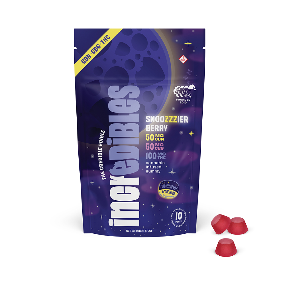 Photograph of product: Incredibles - Snoozzzierberry 2:1:1 TH-oui/CBN/CBG Gummies - 100mg