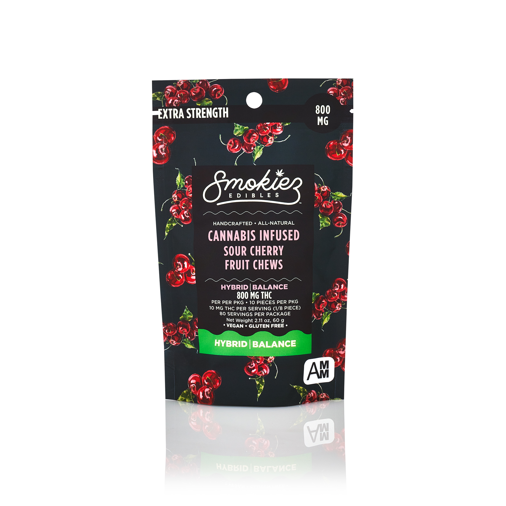 Photograph of product: Smokiez - Edible - Gummies - Sour Cherry - Hybrid - 800MG