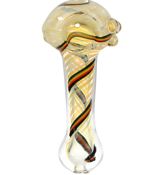 Photograph of product: Rasta Stripe Ribbon Swirl Glass Spoon Pipe | 4"