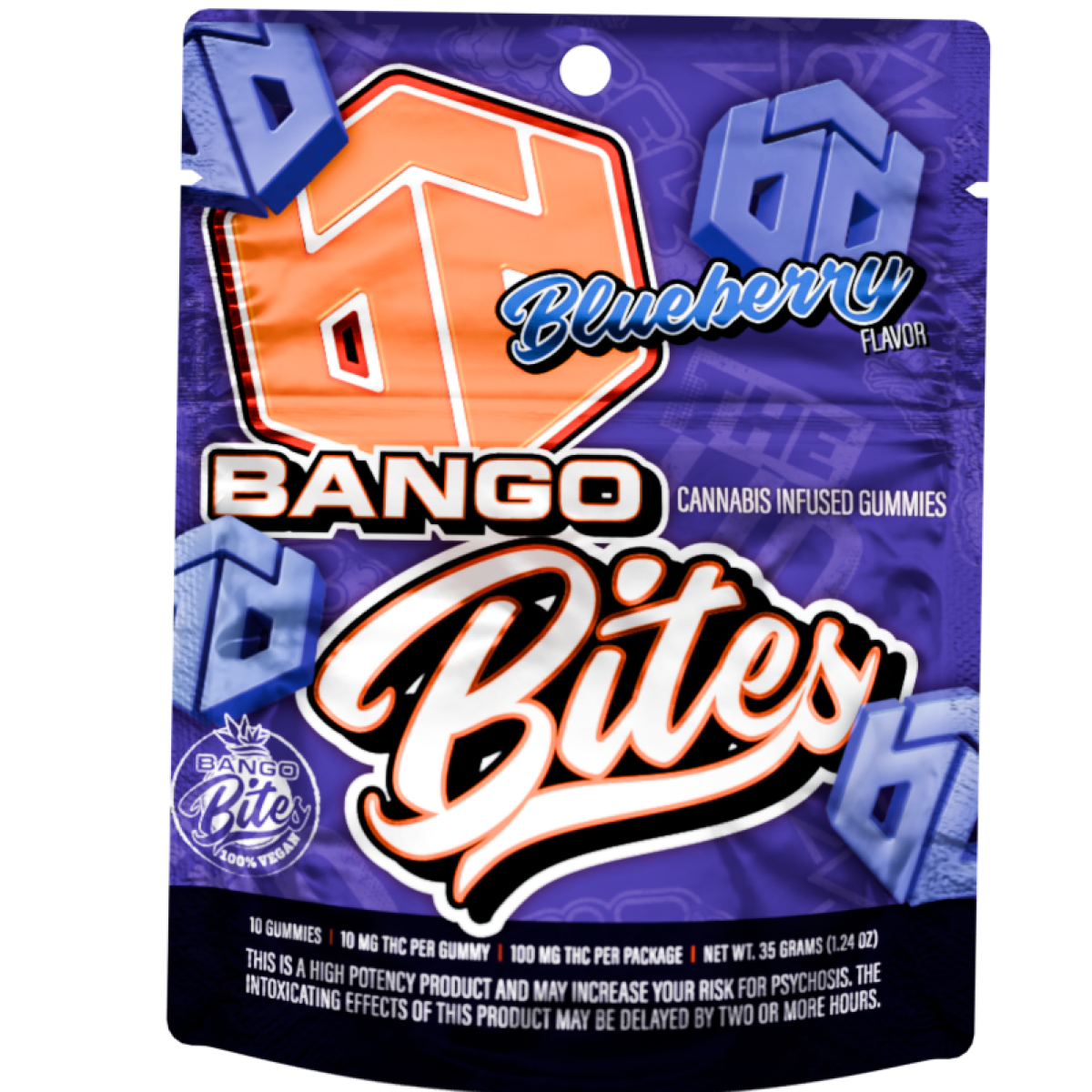 Photograph of product: Bango Bites - Blueberry Gummies - 100mg (10pcs)
