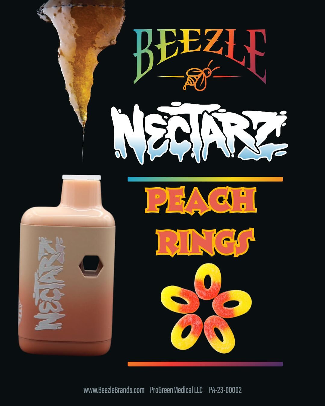 Photograph of product: Beezle Nectarz Peach Ringz Disposable Pen