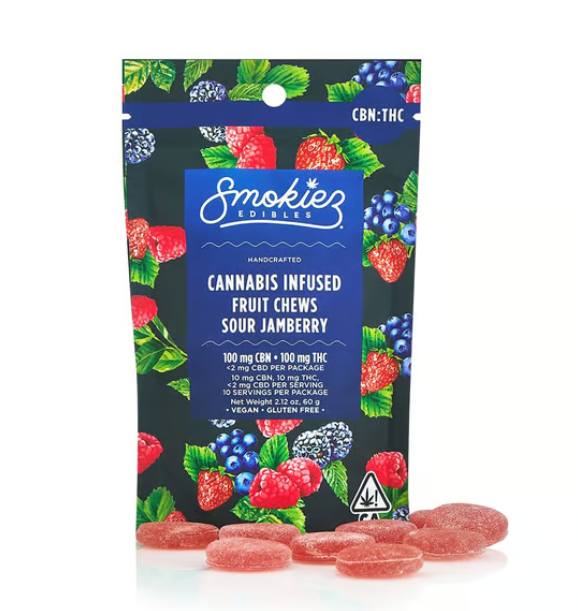 Photograph of product: Sour Jamberry Gummies 100mg (10-Pack | 10mg Each)