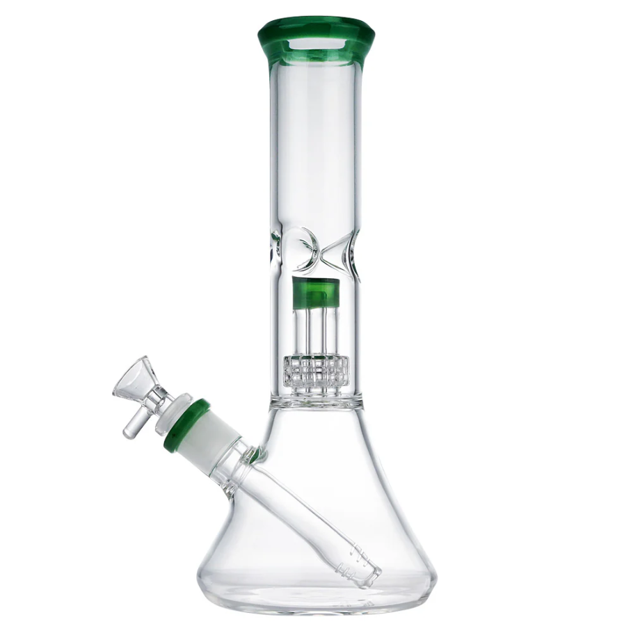 Photograph of product: (WATER PIPE) 10 INCH DIAMOND CUT UFO PERC - JADE GREEN