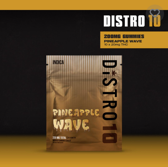 Photograph of product: Distro 10 200mg Gummies | Pineapple Wave - Oui'd