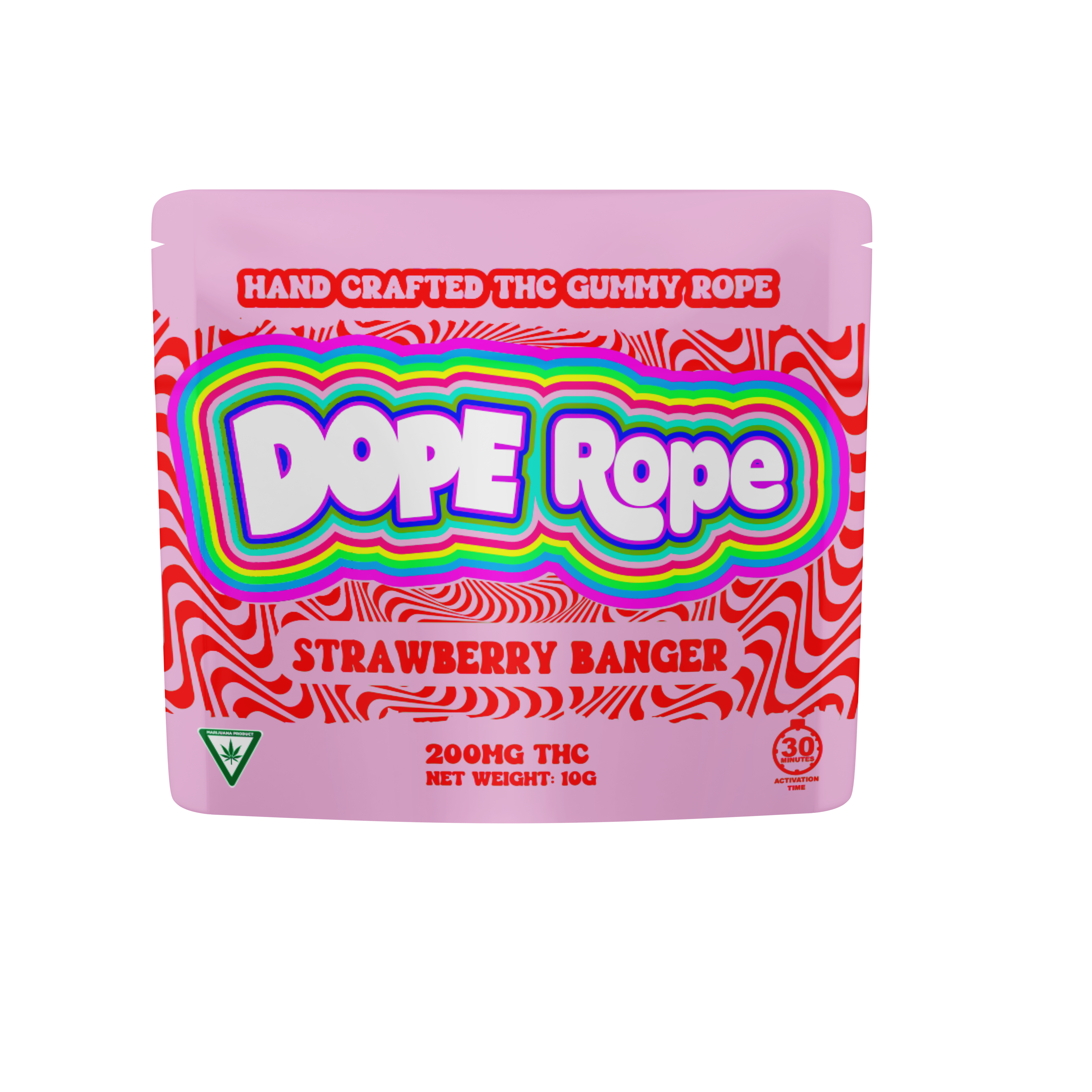 Photograph of product: DOPE ROPE | STRAWBERRY BANGER | 200mg GUMMIES