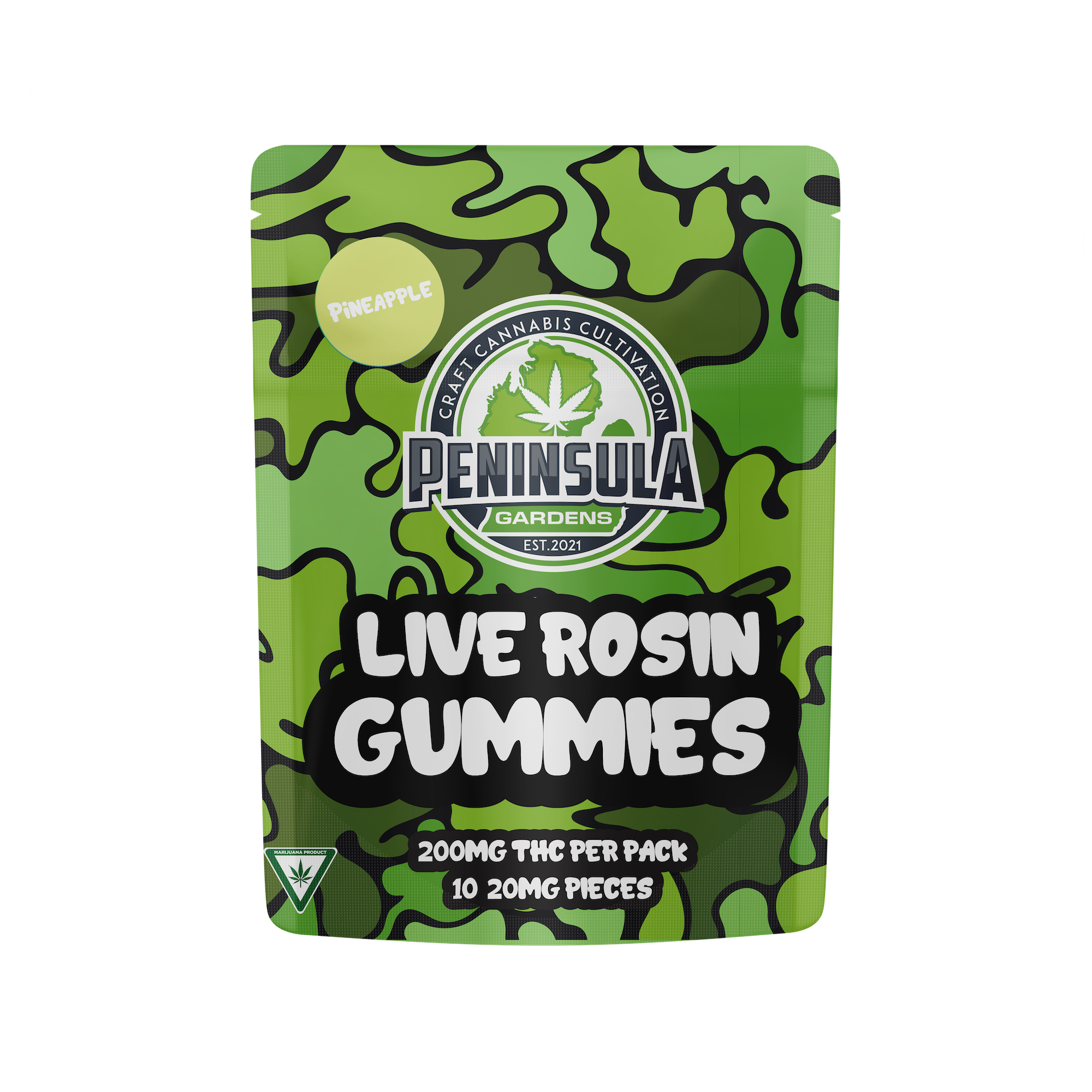 Photograph of product: Peninsula Garden | 200mg Rosin Gummies | Pineapple