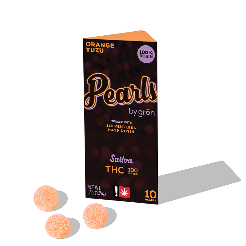 Photograph of product: Gron | Solventless Pearls | 10pk | Gummies | Oui'd | Orange Yuzu