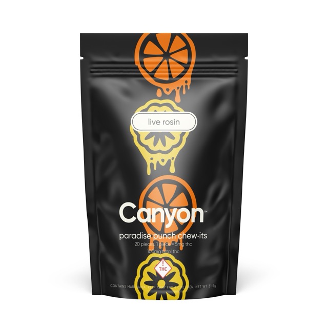 Photograph of product: Canyon - Chew iT - Live Rosin - Paradise Punch - 100mg TH-oui - 5mg x 20