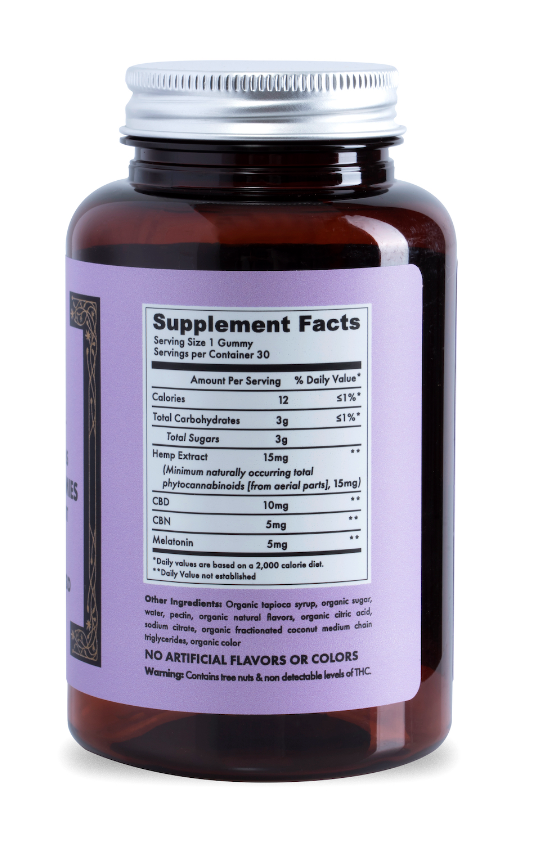 Photograph of product: Deeper Dreams - 30CT | 15MG CBD + CBN + Melatonin Gummies