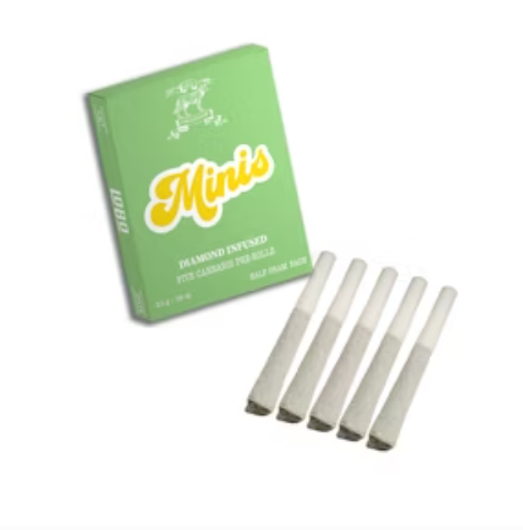 Photograph of product: Lobo | Blue Dream | Infused Pre-Roll | Oui'd | Mini 5 Pk | 2.5g
