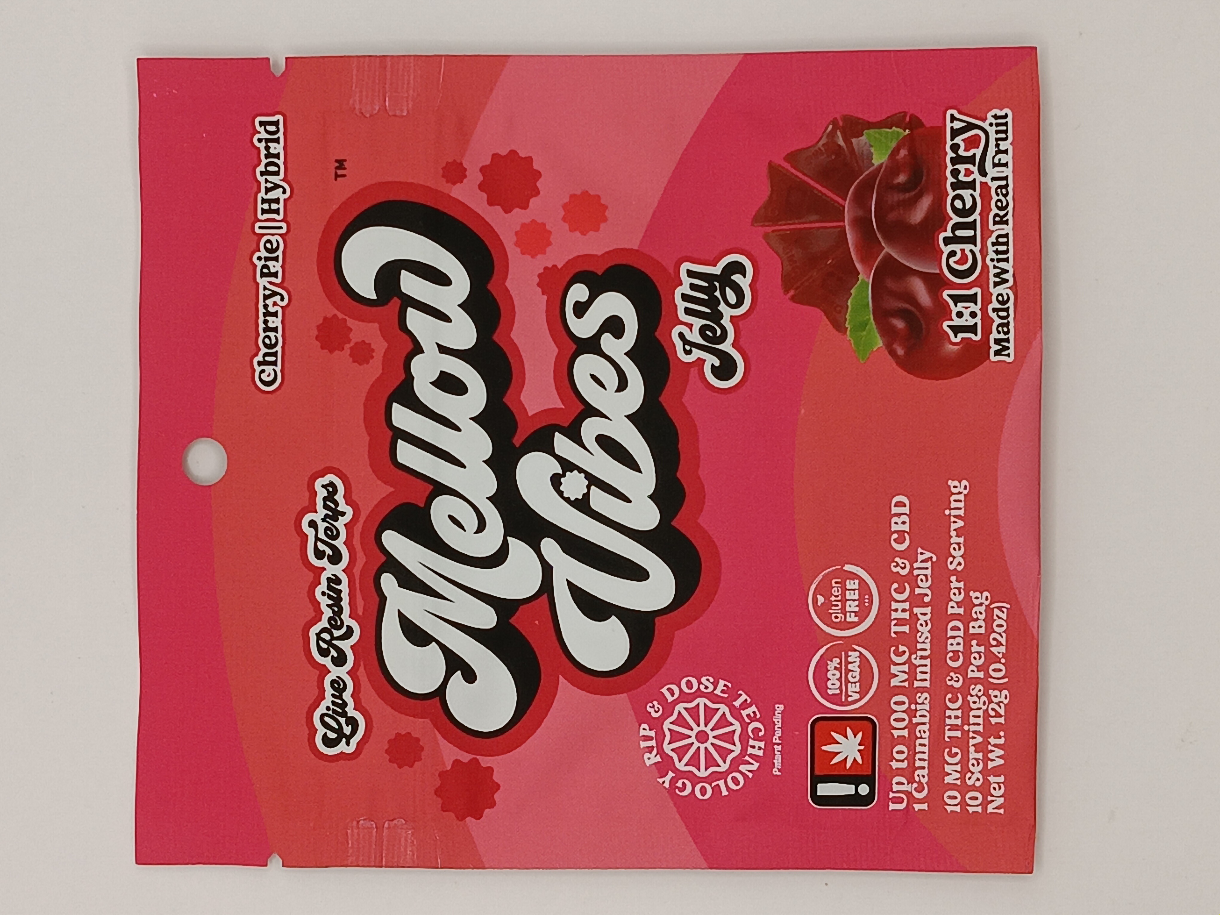 Photograph of Product: Cherry Cherry Pie CBG THC 1:1 100MG Jelly (Mellow Vibes)
