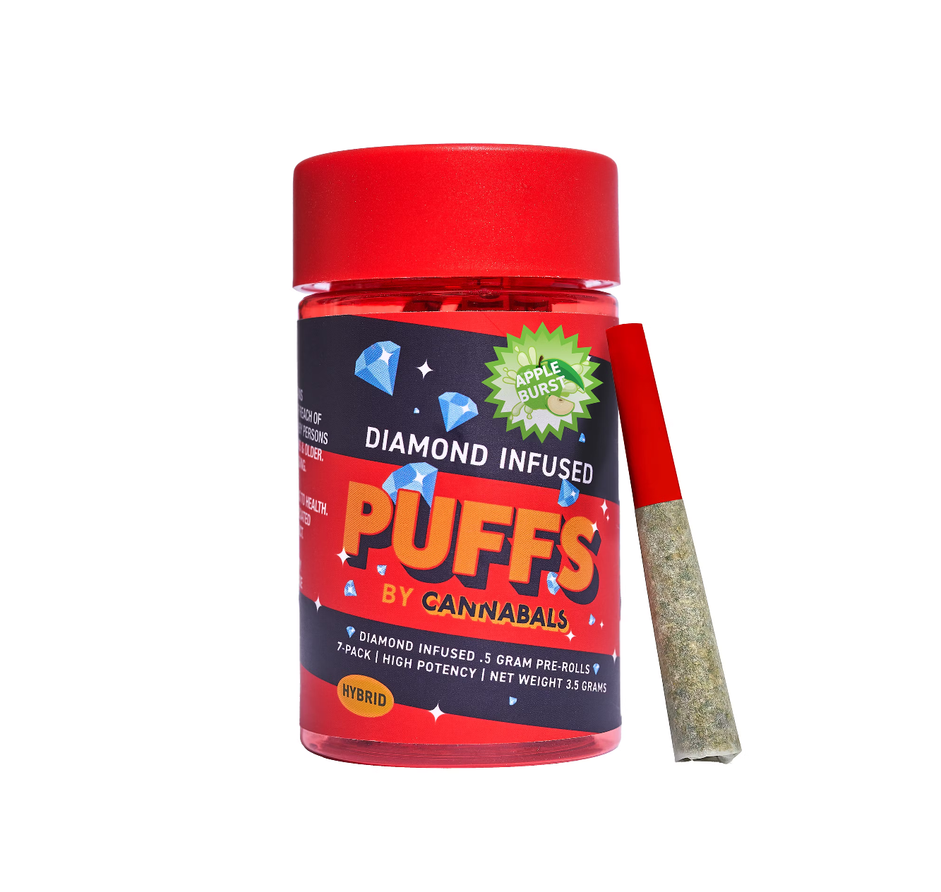 Photograph of product: Cannabals Puffs | Apple Burst | Diamond Infused Pre-Rolls 7x0.5g