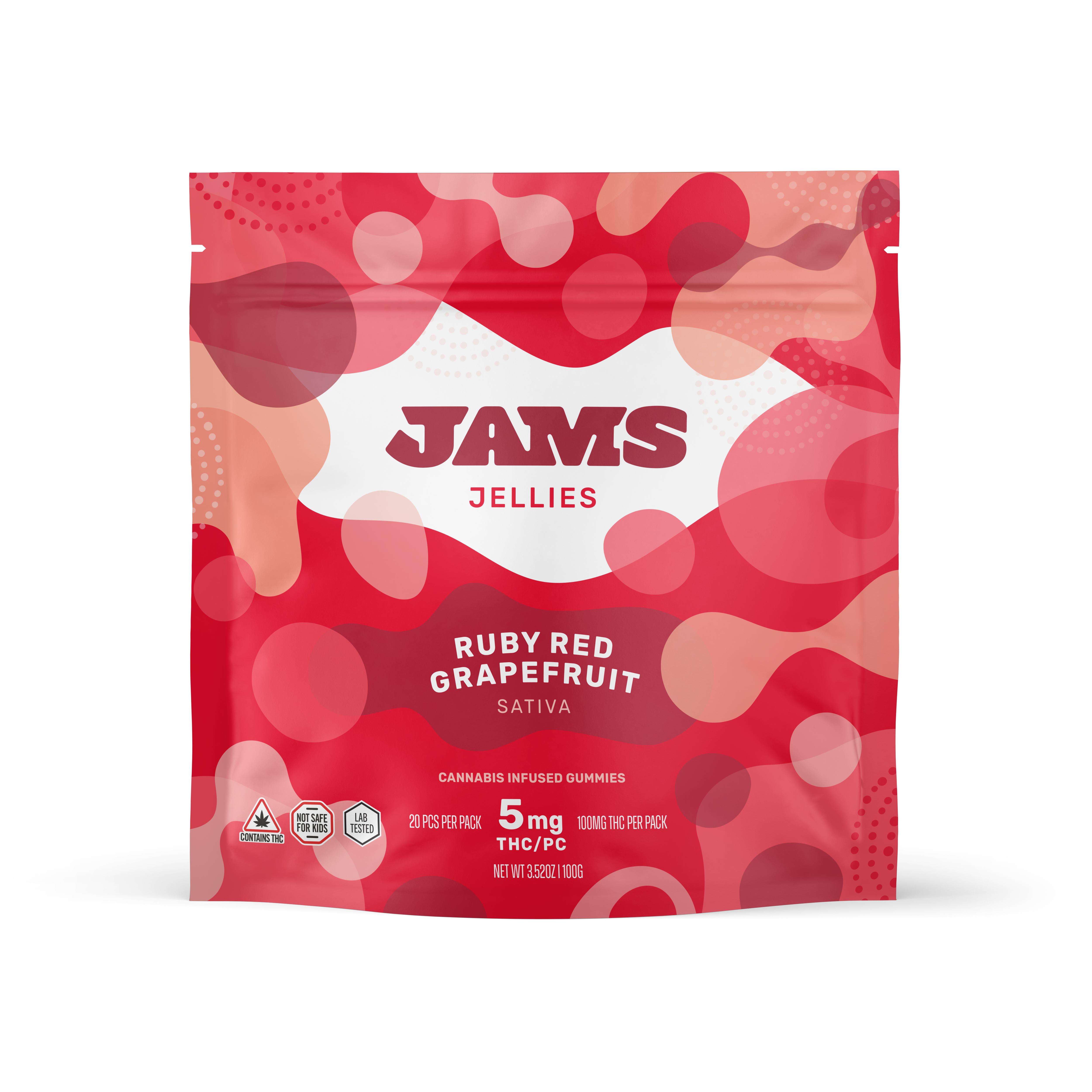 Photograph of product: Jams Ruby Red Grapefruit Classic Gummies 100mg