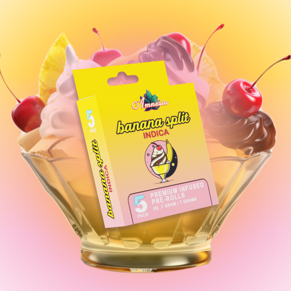 Photograph of product: Amnesia | Banana Split | 5-Pack (.7g) Infused Pre-Rolls