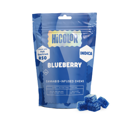 Photograph of product: Blueberry | 10mg RSO Chews HiColor | 10-Pack |
