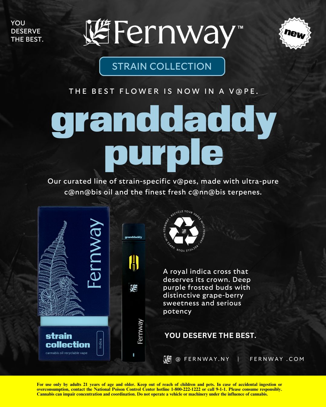 Photograph of product: Fernway  |  Granddaddy Purple |  1g Traveler Disposable