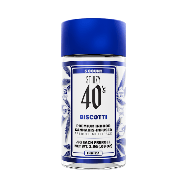 Photograph of product: Biscotti  | 40's | 0.5G x 5 Infused Pre-rolls