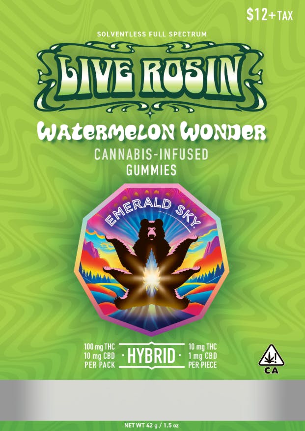 Photograph of product: LIVE ROSIN GUMMIES 10CT 100MG HYBRID WATERMELON WONDER