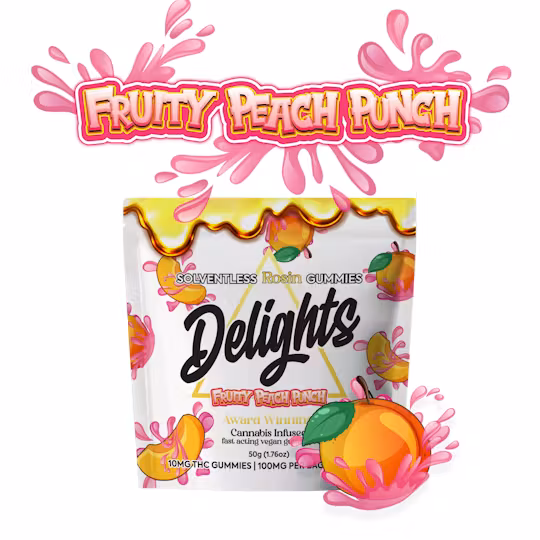 Photograph of product: Delights | SR Gummy 100MG | S | Fruity Peach Punch
