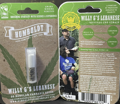 Photograph of product: Humboldt Willy G's Lebanese 20:1 10 Pack Seeds