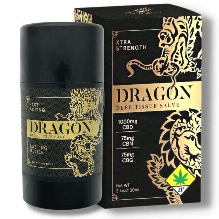 Photograph of product: GOLD Dragon Pain Relieving Balm Maximum Strength Roll Up 1:1 CBD 3000mg Full Spectrum Infused Topical Pain Relieving Roll On 3.4oz (Ceres)