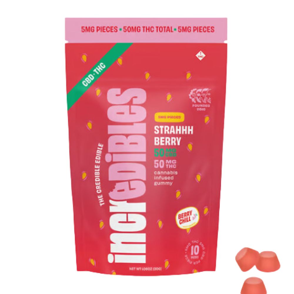 Photograph of product: Incredibles | Strahhhberry 1:1 CBD 10pk | 50mg