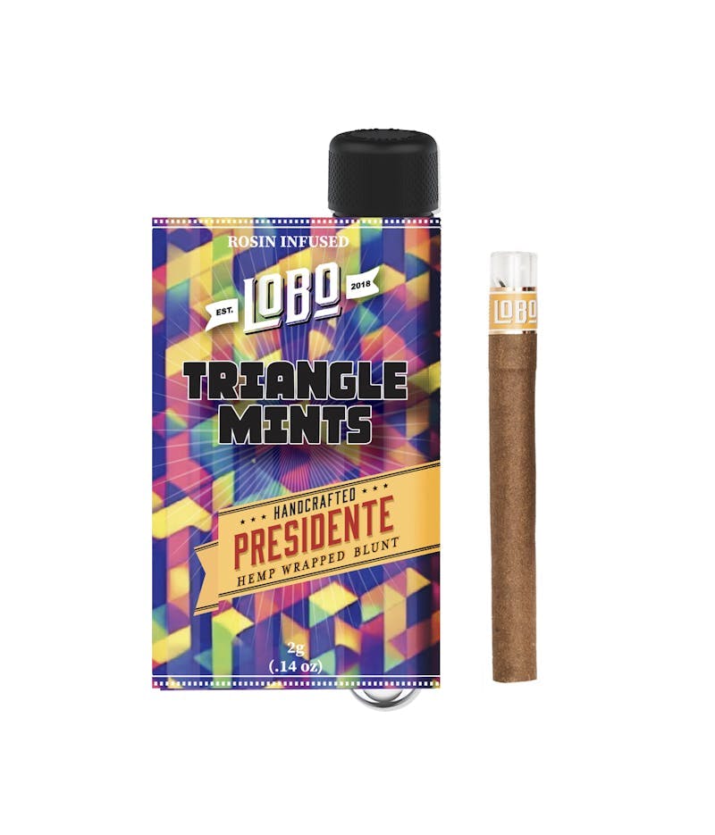 Photograph of product: Lobo Presidente Triangle Mints Rosin Infused 2g Blunt