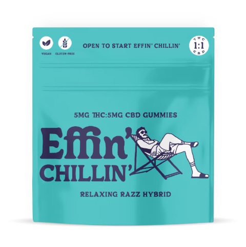 Photograph of product: Effin' Relaxing Razz Hybrid 1:1 TH-oui:CBD 20pk Gummies | 100mg