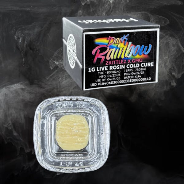 Photograph of product: Oui'd - Dark Rainbow (Oui'd) Cold Cure Live Rosin Black Box (1g)