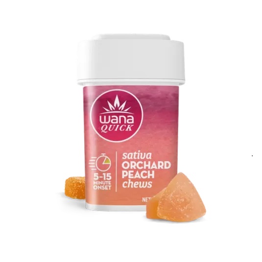 Photograph of product: Quick Orchard Peach Sativa Fruit Chews [10pk] (100mg THC)