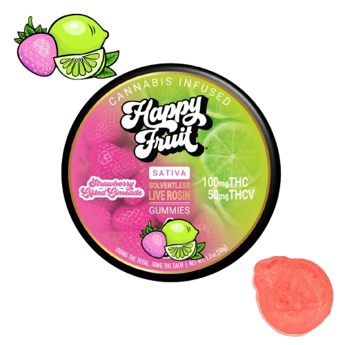 Photograph of product: Happy Fruit | Strawberry Lifted Limeade | 100mg Thc/50mg Thcv