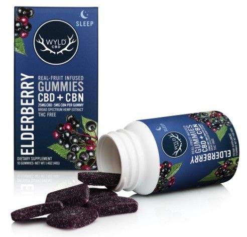 Photograph of product: WYLD Gummy: Elderberry CBN 50mg : CBD 250mg (Hemp) - 