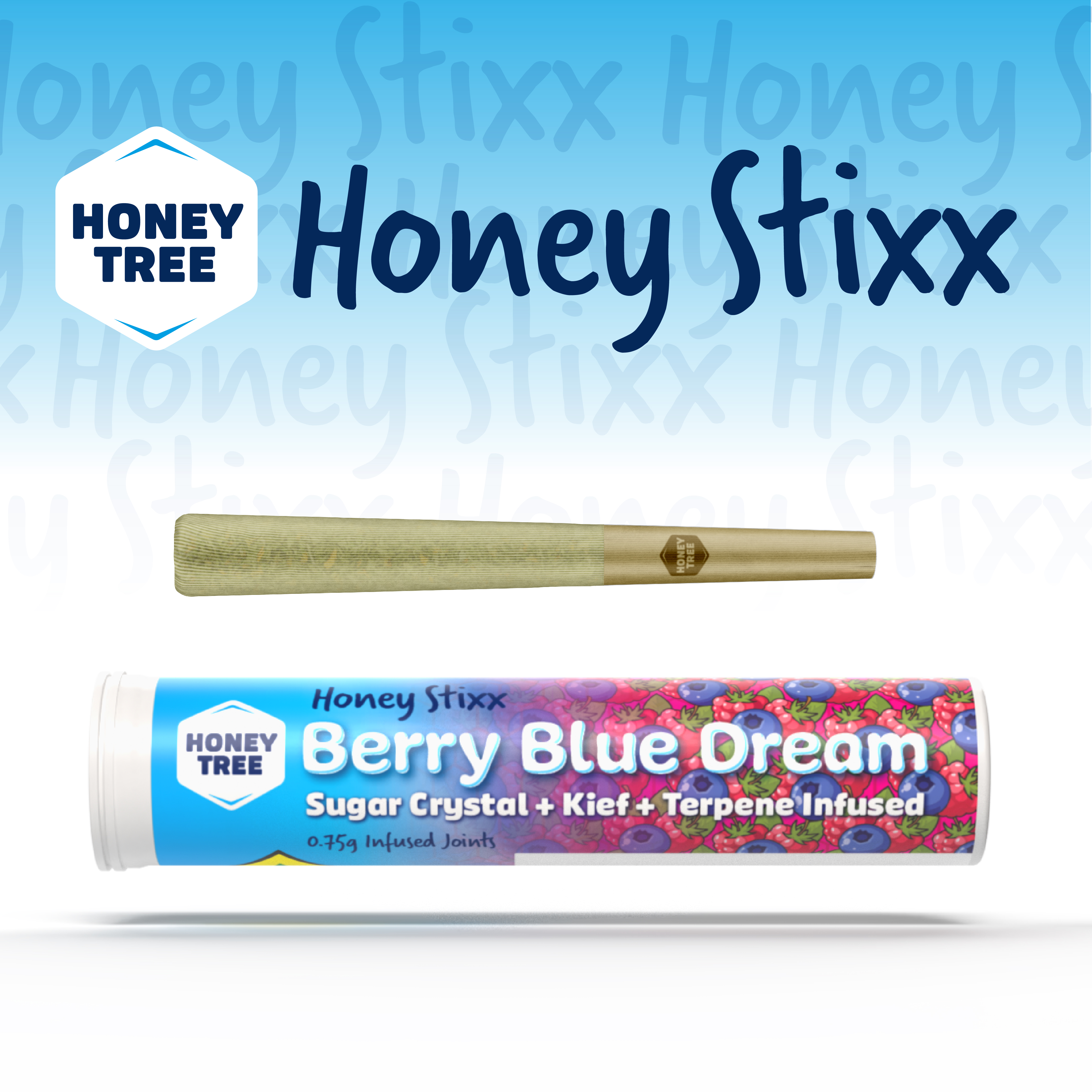 Photograph of product: Berry Blue Dream Sugar Crystal + Kief + Terpene Infused Pre-Roll | .75g